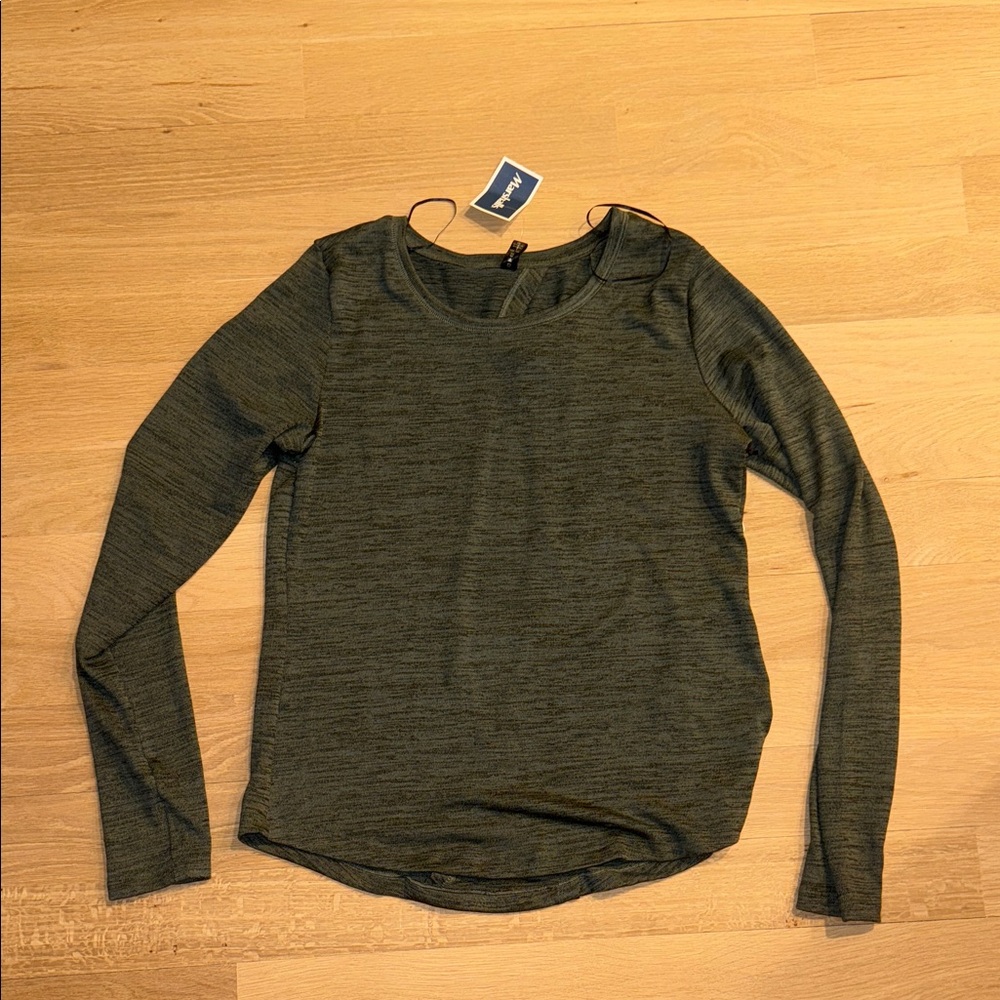 90 Degree By Reflex Olive Green Long Sleeve Crewneck Top Large